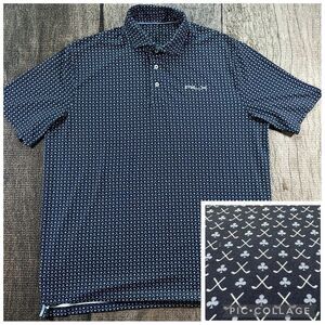 RLX Ralph Lauren Mens Golf Clubs Spades Navy Blue Performance Polo Shirt